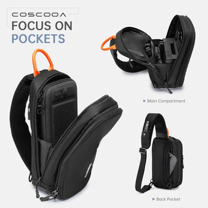 Sling Crossbody Bag for Steam Deck/OLED/Nintendo Switch 2 (2025)/Rog Xbox Ally X,Protective Case - color: Black and Organge