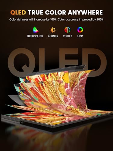 UPERFECT Portable Gaming Monitor 144Hz 2.5K, 16” 100% DCI-P3 QLED Portable Monitor, 400 Nits FreeSync Monitor, USB-C & MINI HDMI, VESA & Case, Travel Second Screen for Laptop, Computer, Game Consoles - size: 16"