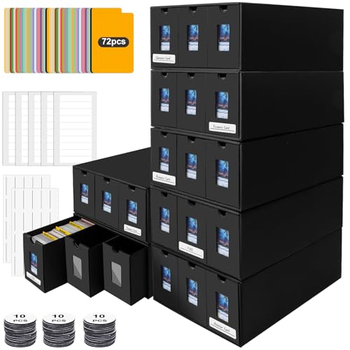 21000+ Trading Card Storage Box for Commander Display, Card Deck Box Cardboard with 60 Dividers, Labels & Tapes, Trading Card Organizer Fit for TCG, PTCG, MTG and Sport Cards - color: 21-600 CT Boxes