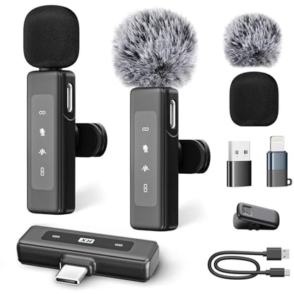 Mini Microphone for iPhone/Computer/Android/iPad,Lavalier Microphone with Noise Reduction and Crystal Sound,Clip-on Lapel Mic for Video Recording,Outdoor Interview,Tiktok,Vlog,YouTube