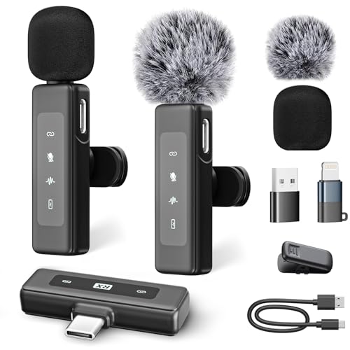 Mini Microphone for iPhone/Computer/Android/iPad,Lavalier Microphone with Noise Reduction and Crystal Sound,Clip-on Lapel Mic for Video Recording,Outdoor Interview,Tiktok,Vlog,YouTube