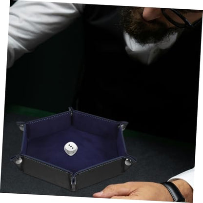 VANZACK Tabletop PU Dice Tray Foldable Dice Storage Box for Table Games Elegant Design with Snaps PU Material Multi Functional Organizer and More
