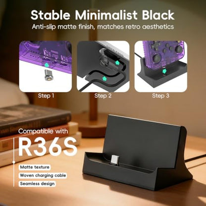 Magnetic Charging Dock for R36S Handheld Game Console, Desktop Charger Base with Anti Slip Stand, Type-C Charging Station for R36S Retro Game Console