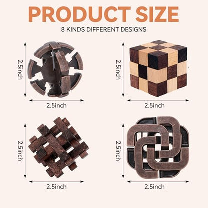 8 Pcs Brain Teaser Puzzles for Adults Teens - Wooden Puzzles 3D Puzzle Game Toys for Adults Teens - Metal Unlock Interlocking Puzzle Adult IQ Education Smart Toys - style: Style C
