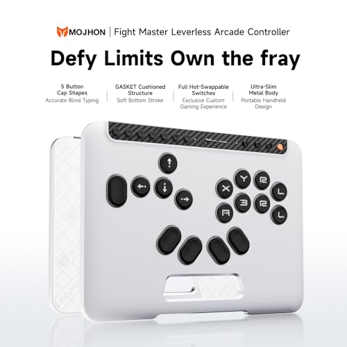 BIGBIG WON Fight Master Leverless Controller for Switch 2/Switch/PC/iOS/Android, All-Button Hitbox Arcade Stick with Bluetooth/2.4G/Wired, Hot-Swappable Fast-Trigger Mechanical Switches, RGB Fight Stick