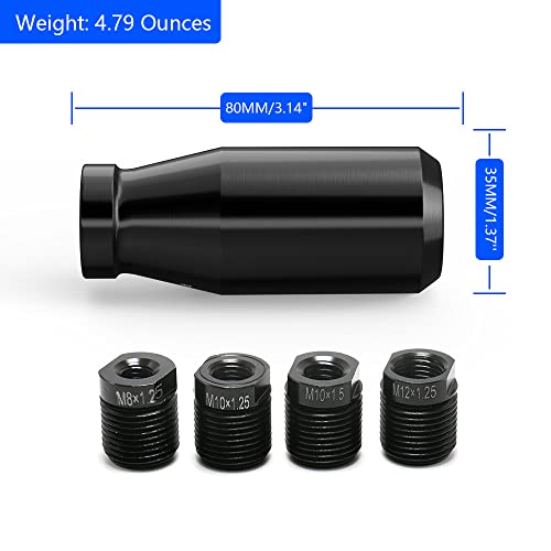 Black 5 Speed Weighted Manual Automatic Gear Shifter Shift Knobs Lever with 4 Metal Adapters Fit Compatible with Manual Cars Most Automatic Cars - color: AAW-H-04-02