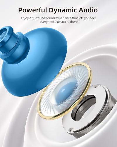 PocBuds Bluetooth Headphones Wireless Earbuds 80hrs Playtime Wireless Charging Case Digital Display Sports Ear Buds with Earhook Deep Bass IPX7 Waterproof Over-Ear Earphones for TV Phone Laptop Blue - color: Blue, style: Standard