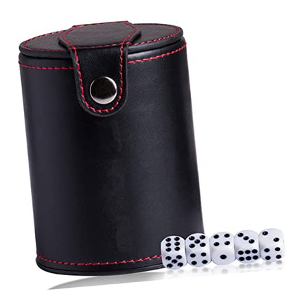 Leather Dice Cup Set Lids Professional Dice Shaker for Game Players PU Leather Double-Layer Storage for Table Games for Parties and Club Entertainment