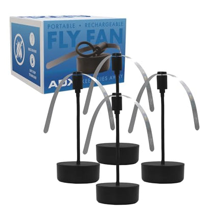 Black USB-C Rechargeable Food Fan FF-BK-04, Outdoor Dining Accessory and BBQ Essential, Lightweight with Adjustable Neck, Picnic Table Accessory and Patio Must-Have - size: 4-Pack