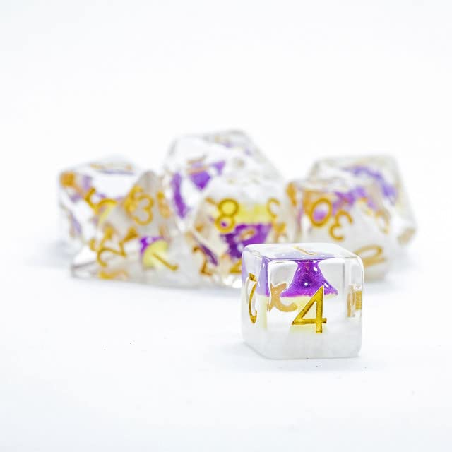 Sage's Portal Familiars and Reagents Resin DND Dice Set Polyhedral Dice Set for Dungeons and Dragons RPG Tabletop TTRPG (Purple Magic Shrooms) - color: Purple Magic Shrooms