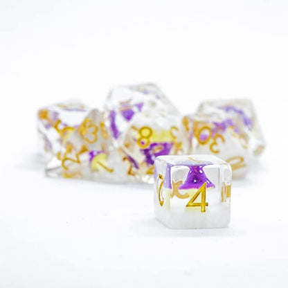 Sage's Portal Familiars and Reagents Resin DND Dice Set Polyhedral Dice Set for Dungeons and Dragons RPG Tabletop TTRPG (Purple Magic Shrooms) - color: Purple Magic Shrooms
