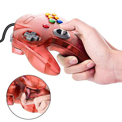 2 Pack Classic N64 Controller, Wired USB PC Game Pad Joystick, Bit USB Wired Game Stick Joy Pad Controller for Windows PC, MAC, Linux, Raspberry Pi 3, Sega Genesis (Clear Green/Clear Red) - color: Clear Green/Clear Red