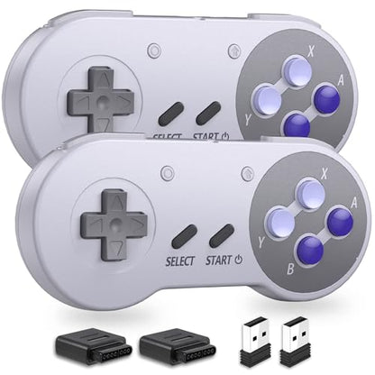 SAFFUN Wireless SNES Controller for SNES & Switch 1/2, PC, Mac (Purple) | (Rechargeable), (Plug & Play), (2.4GHz SNES & USB Receiver), Compatible with Switch Online / Switch OLED, Raspberry Pi - color: Wireless for Switch/SNES Purple