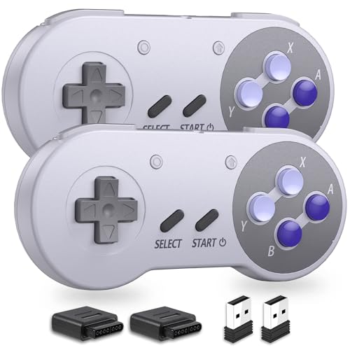 SAFFUN Wireless SNES Controller for SNES & Switch 1/2, PC, Mac (Purple) | (Rechargeable), (Plug & Play), (2.4GHz SNES & USB Receiver), Compatible with Switch Online / Switch OLED, Raspberry Pi - color: Wireless for Switch/SNES Purple