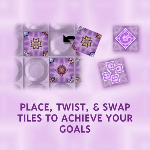 Four Corners Kaleidoscope, Tile Placement Strategy Board Game, 1-6 Players | Pattern Matching, Tip-Pivot Board, 78 Puzzle Tiles, 20-40 Minutes, For Ages 8+