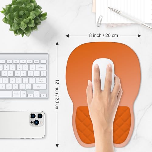ITNRSIIET Ergonomic Mouse Pad Wrist Support with Memory Foam Massage Bulge & Non-Slip PU Base, Carpal Tunnel Pain Relief, Prevent Wrist Sweating, 12 x 8 x 1.2 inch, Peach Gradient - color: Peach Gradient