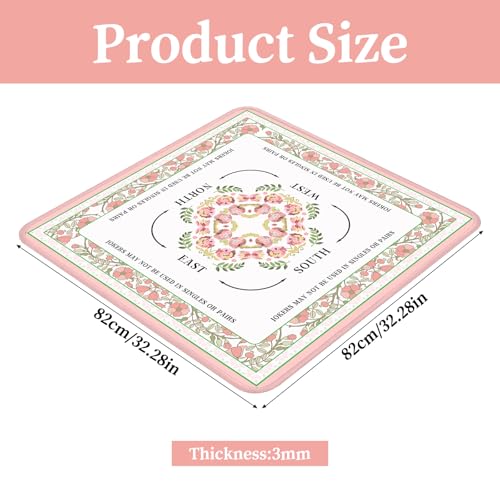 Mahjong Mat, 33"x33" Non-Slip Noise Reduction Gaming Mat for Table, 3mm Thickened Multi Purpose Table Cover for Mahjong/Card/Board Tile Games/Dominoes (Pink)