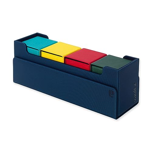 Vault X Card Storage Box, Exo-Tec Material, Detachable Magnetic Lid, with Dividers & Foam Fillers, for Trading Cards (Blue)