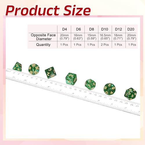 uxcell Polyhedral Dice Set, 7 Pcs Acrylic Dice for Role Playing Table Games Tabletop Gaming Accessories, Pearlescent Apple Green - color: Pearlescent Apple Green