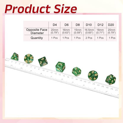 uxcell Polyhedral Dice Set, 7 Pcs Acrylic Dice for Role Playing Table Games Tabletop Gaming Accessories, Pearlescent Apple Green - color: Pearlescent Apple Green