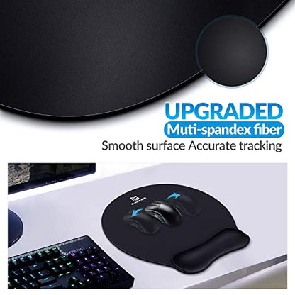 Gimars Upgrade Round Mouse Pad with Wrist Rest, Enlarge Smooth Superfine Fibre Memory Foam Ergonomic Comfortable Gaming Mousepad with Nonslip Base for Pain Relief, Laptop Computer Office, 10.8 x 9.7'' - color: Black-round