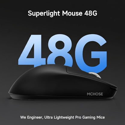 MCHOSE L7 Ultra+ Wireless Gaming Mouse, Lightweight 48g, Ergonomic Mouse with 42K DPI, PAW3950, Optical Switch, 20000 FPS, Dual 8K Polling and 7 Programmable Buttons, 3-Mode Connect, PC/Mac - Black - color: Black