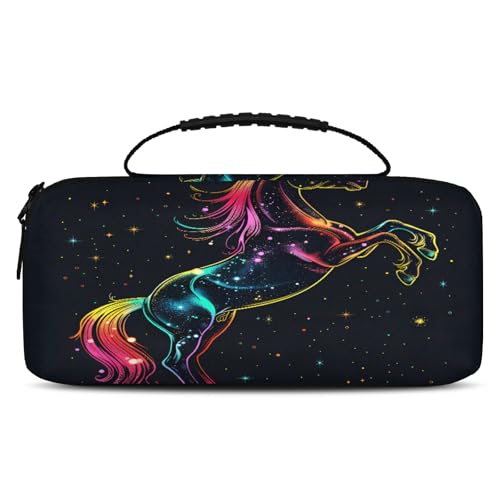 BICUUZHI Funny Unicorn Carrying Case Compatible with Nintendo Switch OLED Model 2021/Switch 2017, Portable Travel Carry Case with 20 Games Cartridges for Accessories & Games - color: Multicolor 11, size: Small