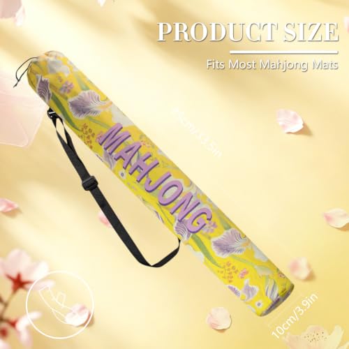 35 Inch Canvas Mahjong Mat Bag | Portable Drawstring Storage Carrying Bag with Shoulder Strap for Mahjong Mats,Travel,Game Nights and Board Games - color: Golden Lily