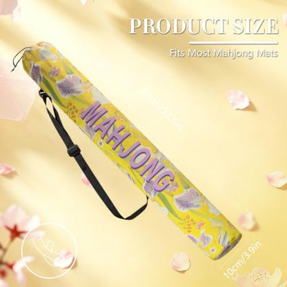 35 Inch Canvas Mahjong Mat Bag | Portable Drawstring Storage Carrying Bag with Shoulder Strap for Mahjong Mats,Travel,Game Nights and Board Games - color: Golden Lily