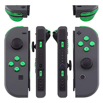 eXtremeRate DIY Full Set Buttons for Nintendo Switch & Switch OLED, Chrome Green Glossy Replacement Buttons for JoyCon, ABXY Direction Keys SR SL L R ZR ZL + - Home Capture Trigger Buttons Springs - color: Chrome Green