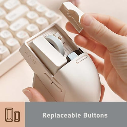 LOFREE Touch PBT Wireless Mouse with USB Receiver, Bluetooth, Wired Connection, Rechargeable, 4000 DPI with OLED Screen Compatible with Glass Surface for Mac Windows PC Notebook/Block Retro Grey - color: Block Retro Grey