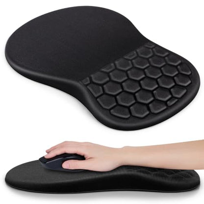 Canjoy Mouse Pad with Wrist Rest, Ergonomic Wrist Support with Massage | Ergonomic Massage Design & Relax and Relieve Fatigue & Non-Slip & PU Base, Comfortable Computer Mousepad for Office Home - color: Black Wrist Rest