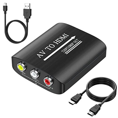 GINGIN RCA to HDMI,AV to HDMI Converter,Composite to HDMI Converter Compatible with WII,PS One,PS2,PS3,STB,Xbox,VHS,VCR,Blue-Ray DVD,with 3.3ft HDMI Cable - style: Converter (with HDMI Cable)