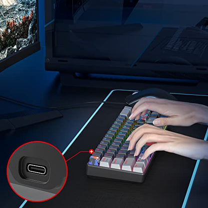 65% Mechanical Keyboard 68-Key Wired Gaming Keyboard with Red Switch RGB Lighting Effect PBT Keycaps Ultra-Compact Mini Keyboard Suitable for Win/Mac(68 Dark) - color: 68 Dark/Red Swicth