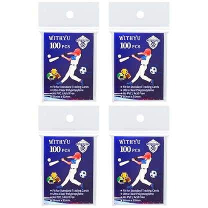400 Pcs Soft Trading Card Sleeves, Top Loading Penny Card Sleeves for Standard Cards 2.5" X 3.5"，Ultra-Clear Card Protector for Game Cards, Baseball,Sports Cards,Mini Photos