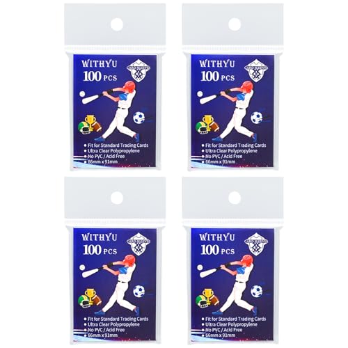 400 Pcs Soft Trading Card Sleeves, Top Loading Penny Card Sleeves for Standard Cards 2.5" X 3.5"，Ultra-Clear Card Protector for Game Cards, Baseball,Sports Cards,Mini Photos