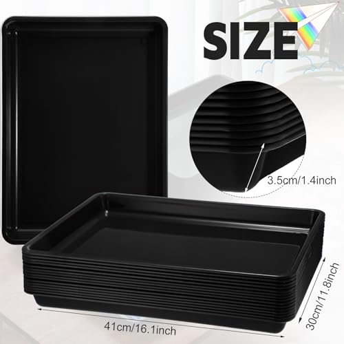 Maitys 15 Pack Plastic Art Trays 12 x 16 Inch Activity Crafts Trays Sensory Tray DIY Projects, Painting, Beads, Jewelry Office Home Organizer Arts and Crafts Supplies(Black) - color: Black