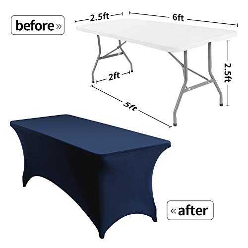 Peomeise 6FT Spandex Table Cover Rectangular Stretch Spandex Tablecloth (Navy,6FT) - color: Navy, size: 72" x 30" (Rectangular)