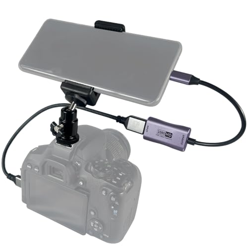 Hot Shoe Mount Adapter Kit Compatible Cell Phone/Tablet to DSLR Camera Monitor with 4K HDMI HD Capture Card for Gaming, Video, Conference and Live Streaming