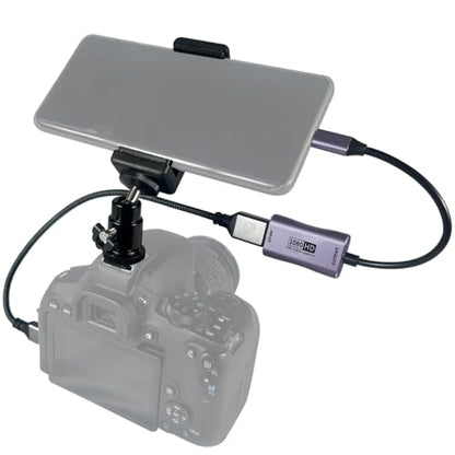 Hot Shoe Mount Adapter Kit Compatible Cell Phone/Tablet to DSLR Camera Monitor with 4K HDMI HD Capture Card for Gaming, Video, Conference and Live Streaming