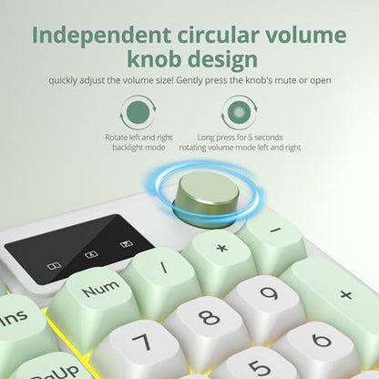 RGB Mechanical Feel Membrane Wireless Keyboard, Wired/Bluetooth/2.4G Silent ABS Ball Cap Gasket Structure Gaming Office Keyboard for PC/Mac/Win(White Green) - color: White green
