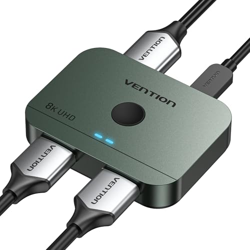 VENTION 8K HDMI Switch, 4K@120Hz HDMI Splitter Switcher, 2 in 1 Out with LED Indicators, Supports HDR, 3D, Dolby, Compatible with Laptops, PC, Xbox Series, PS5/4/3, Blue Ray, Projector - color: Green