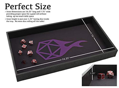 Forged Dice Co. Dice Tray 14" - Double Sided and Removable Neoprene Rolling Dice Mat - for Any Dice or Board Game, Tabletop RPGs Like D&D Pathfinder Roleplaying Game Black Tray w/Purple D20 Icon Mat - color: Black Tray W/ Purple/Black D20 Icon Mat