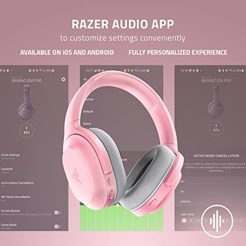 Razer Barracuda Wireless Gaming & Mobile Headset (PC, PlayStation, Switch 2, Android, iOS): 2.4GHz Wireless + Bluetooth - Integrated Noise-Cancelling Mic - 50mm Drivers - 40 Hr Battery - Quartz Pink - color: Pink, size: Standard, style: Barracuda