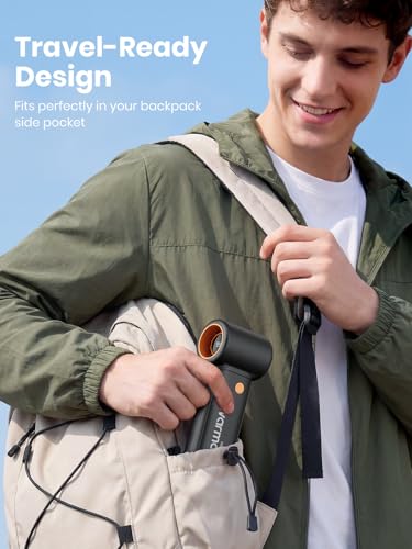 Warmco 10000mAh Turbo Portable Handheld Fan | 36H Runtime, 15000RPM Motor, 9m/s Airflow, 5 Speeds, LED Display, USB- C-C Two-Way Charging,Outdoor Travel - color: Black