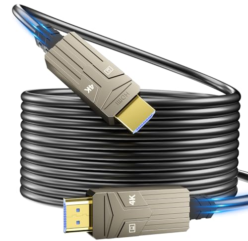 Soonsoonic Fiber Optic HDMI Cable 150ft,18Gbps 4K@60Hz(4:4:4) Unidirectional Active 2.0 Cord,Support HDR10 ARC HDCP 2.2 3D CEC Atmos DTS:X, Ultra high Speed Flexible and Slim（45m） - size: 150FT