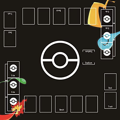 Biouai Playmat for Trading Card Game - 2 Player Trainer Mat for Game with Carry Case Tube(Black) - color: Black
