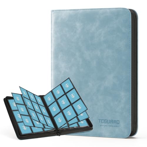 Trading Card Binder, 9 Side Loading Pocket Card Album Hold Up to 540, Zipper Binder for Collection, TCG Holder for Sports, Yugioh, MTG etc. (Sky Blue 9) - color: Sky Blue 9