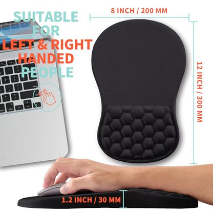 Ergonomic Mouse Pad Wrist Support with Memory Foam Massage Bulge, Carpal Tunnel Pain Relief Mousepad Wrist Rest for Mouse(12x8 inch, Black) - color: Kg002-black