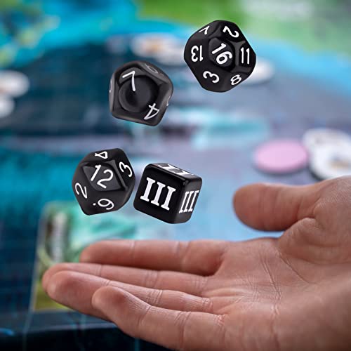 AUSTOR 15 Pieces Complete Polyhedral Dice Set D3-D100 Game Dice Set with a Leather Drawstring Storage Bag for Role Playing Table Games(Black & White) - color: Black & White